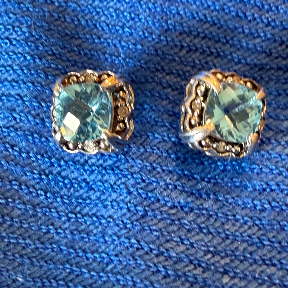 Sterling Silver Blue Topaz Stud Earrings
